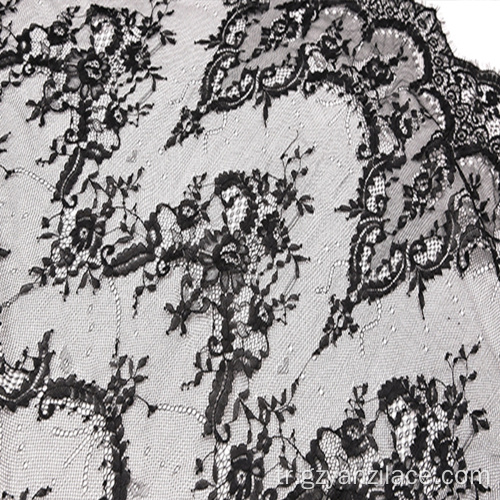 Siyah Kirpik Chantilly Lace Çiçek Fransız Dantel